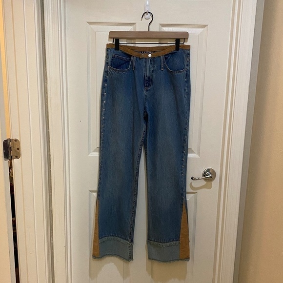 Vtg ‎ 90's-LA Blues-Flare-Mid Rise-Rivet-Denim Suede-Women's Size 8-Boho Country - Picture 1 of 12